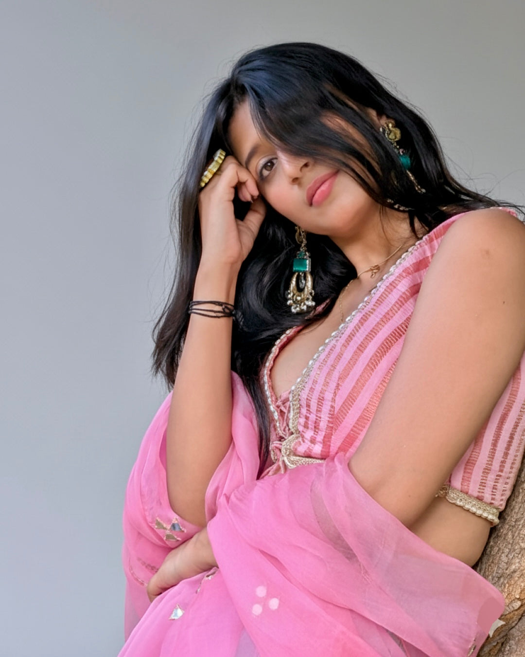 Seafoam & Pink Lehenga Set