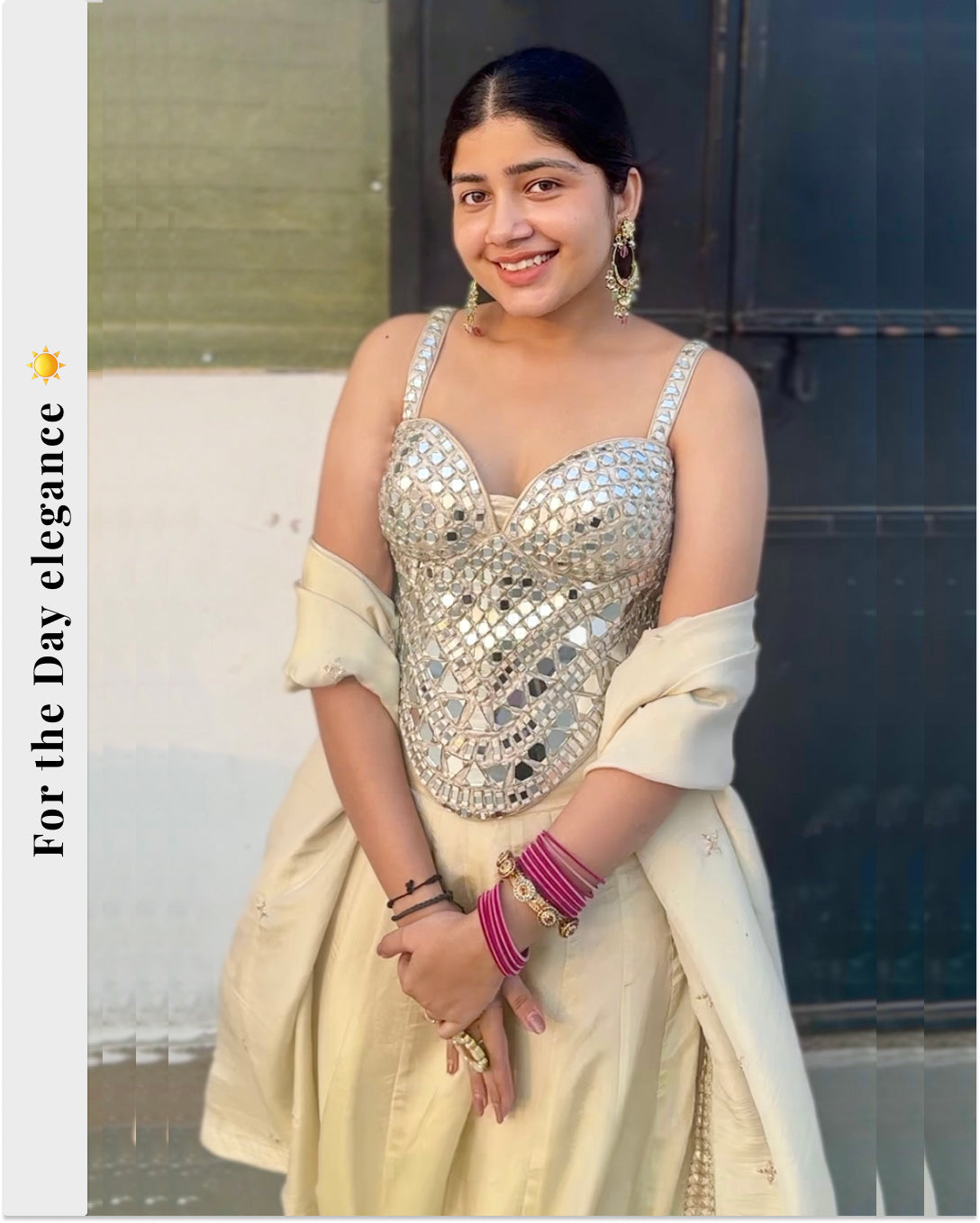 Tissue Mirrorwork Lehenga Set