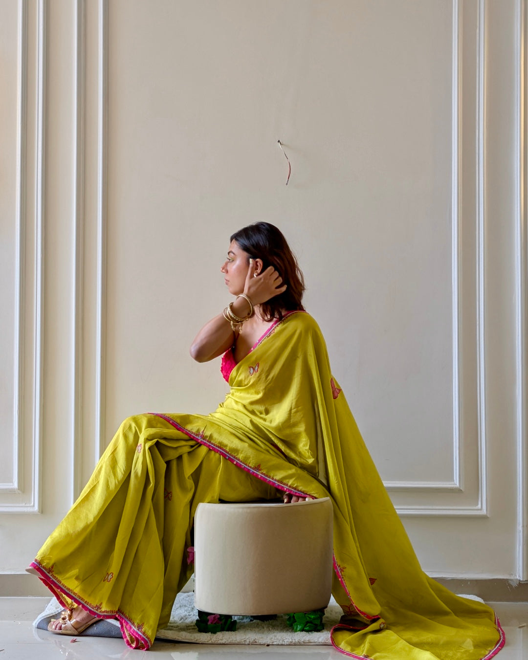 Chartreuse Green Saree