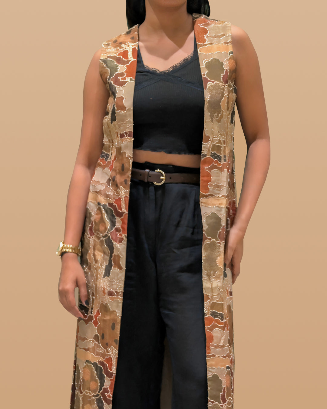 Tissue Zari Long Shrug – for effortless Festive Layer