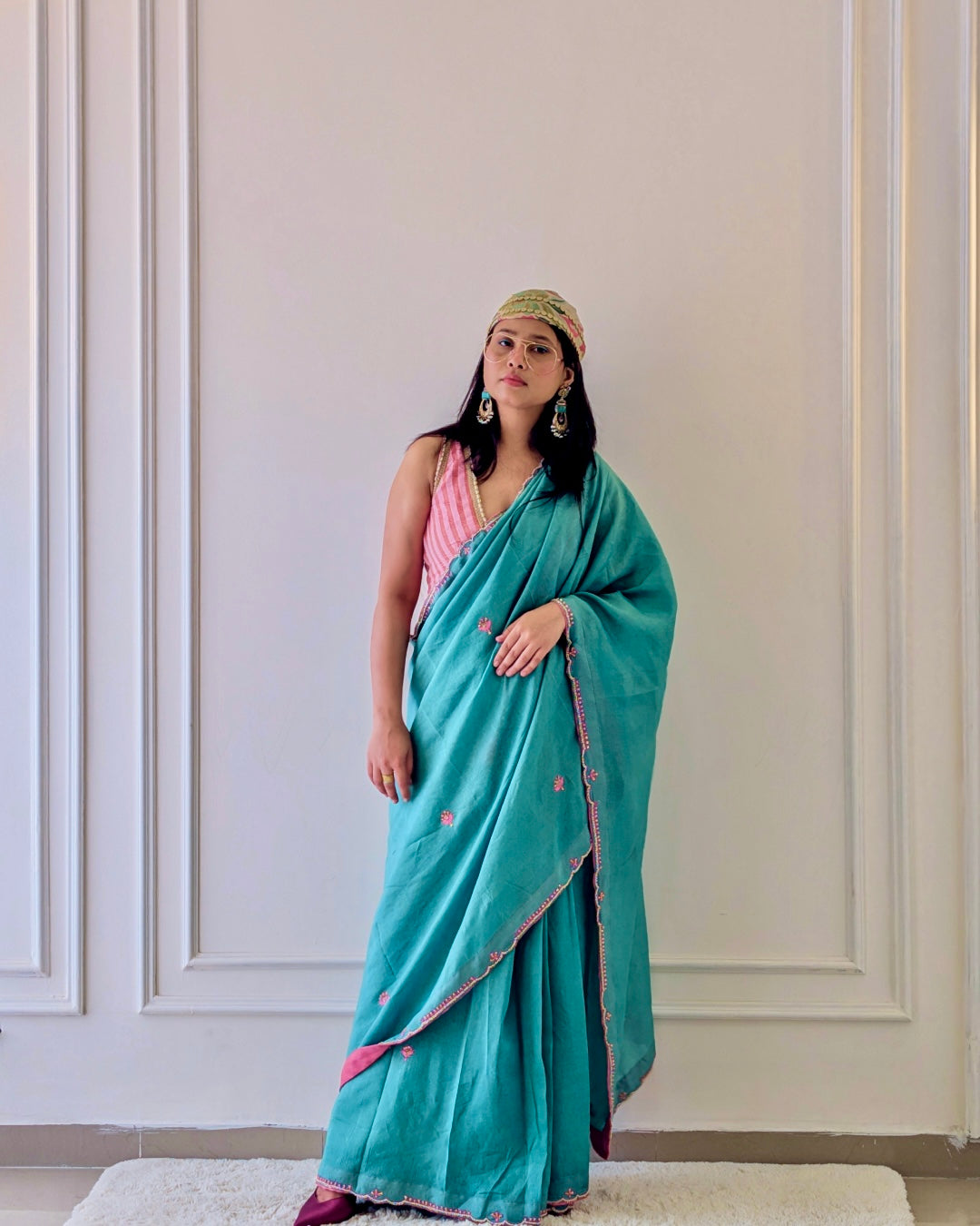 Seafoam Bloom Saree