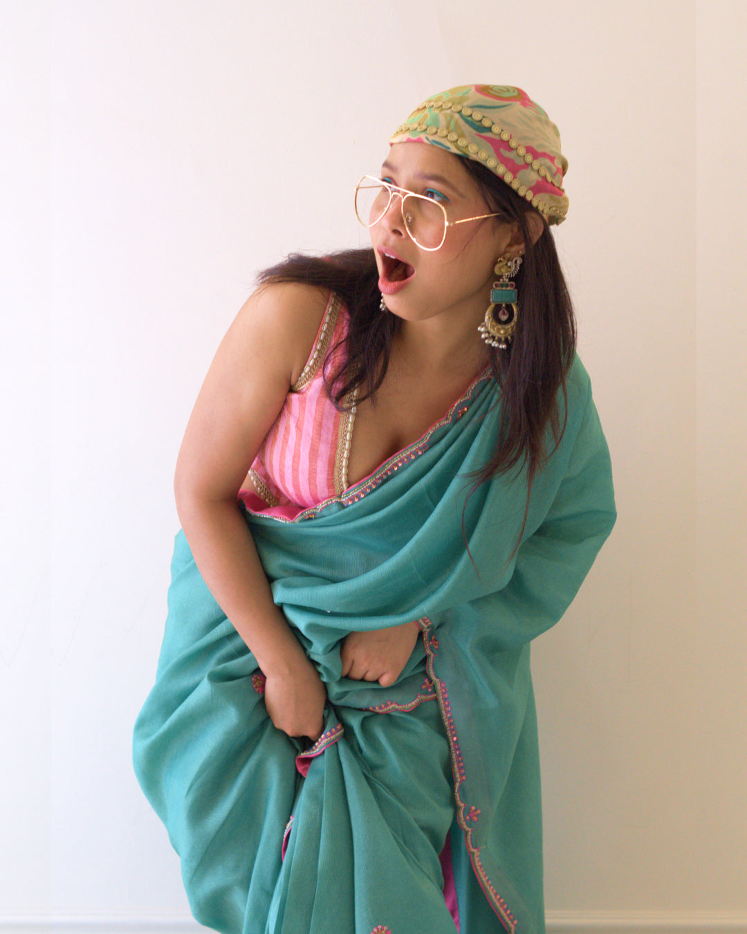 Seafoam Bloom Saree