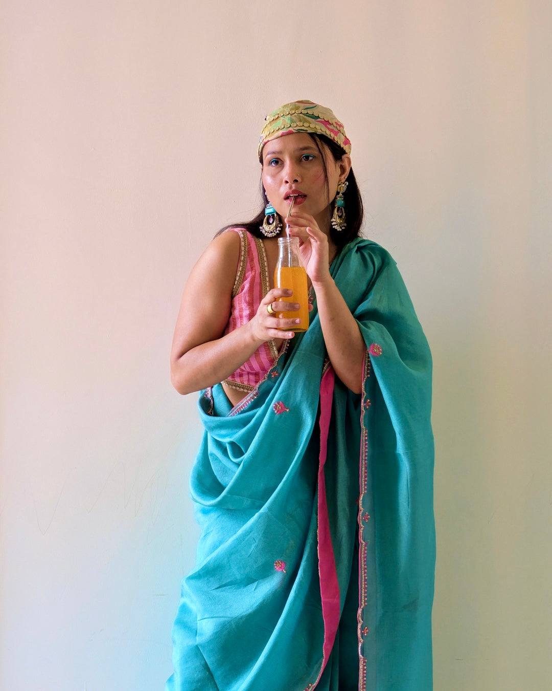 Seafoam Bloom Saree