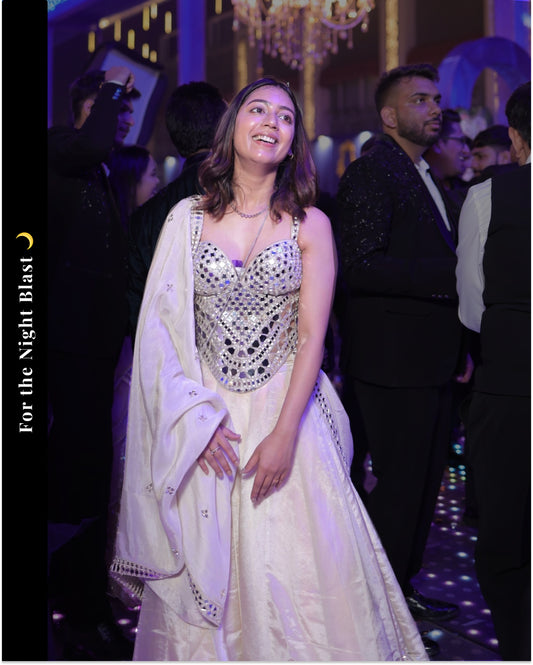 Tissue Mirrorwork Lehenga Set