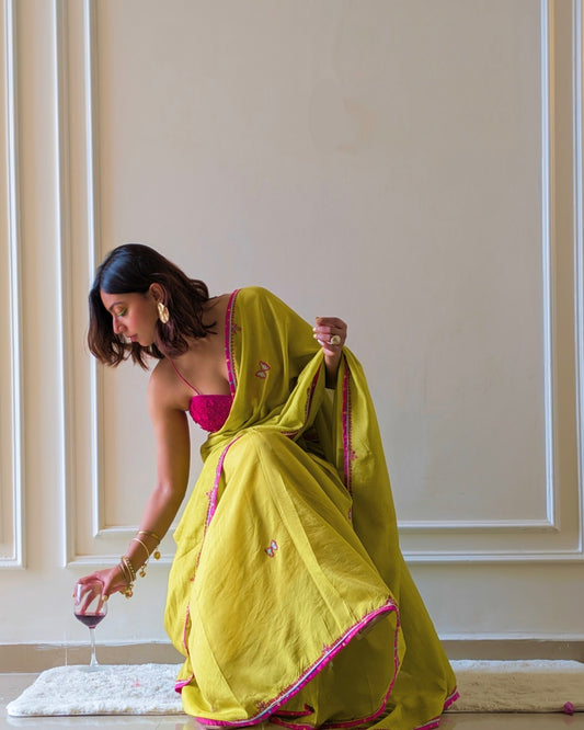Chartreuse Green Saree